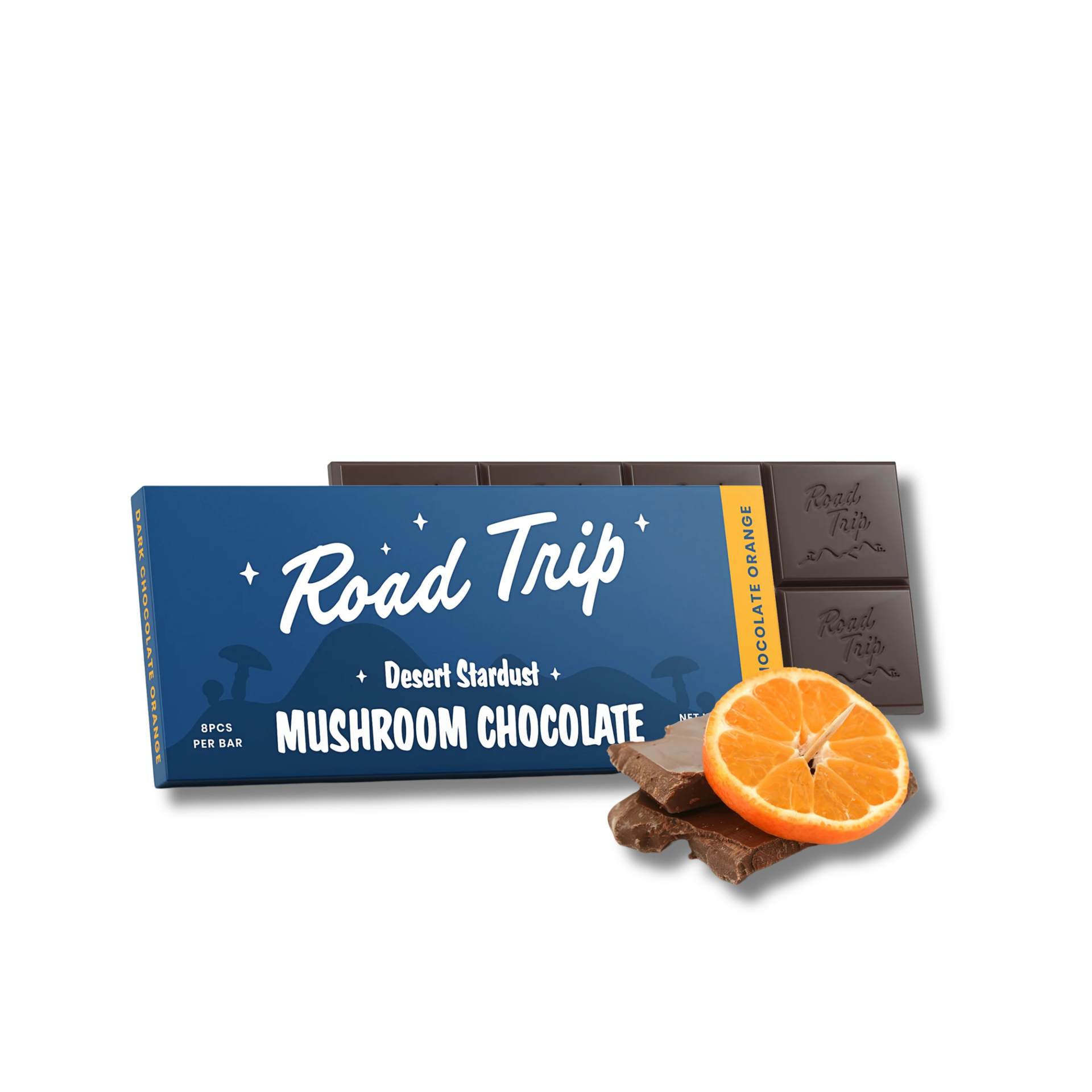 Road Trip - Mushroom Chocolate Bar - 8 servings / Dark Chocolate Orange